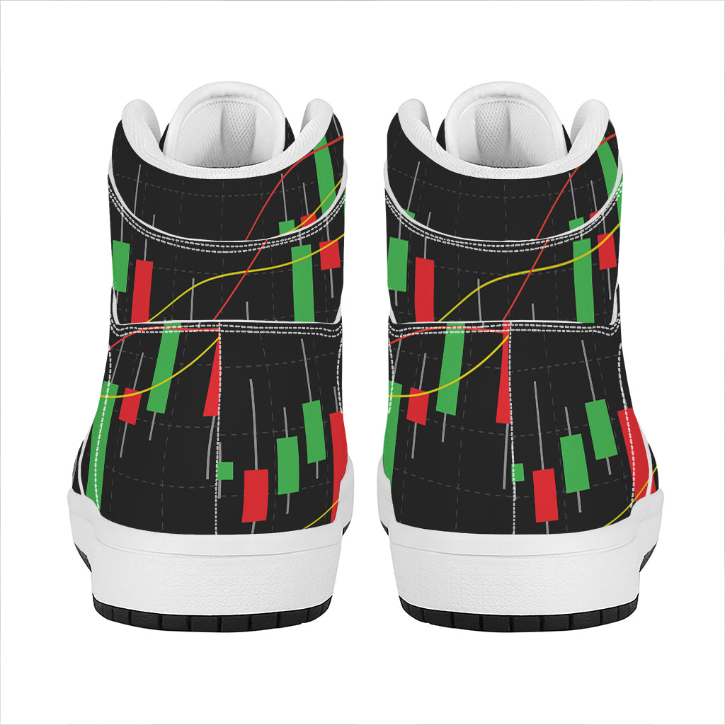 Stock Market Candlestick Print High Top Leather Sneakers
