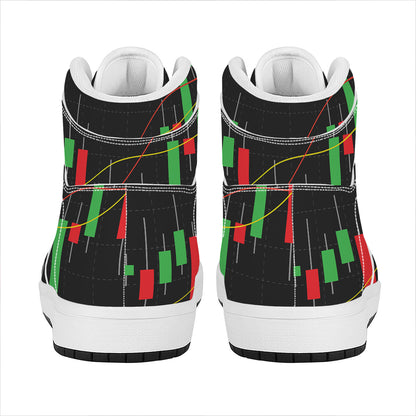 Stock Market Candlestick Print High Top Leather Sneakers