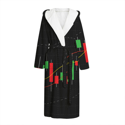 Stock Market Candlestick Print Hooded Bathrobe