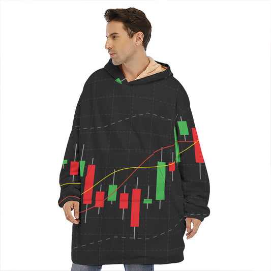 Stock Market Candlestick Print Hoodie Blanket