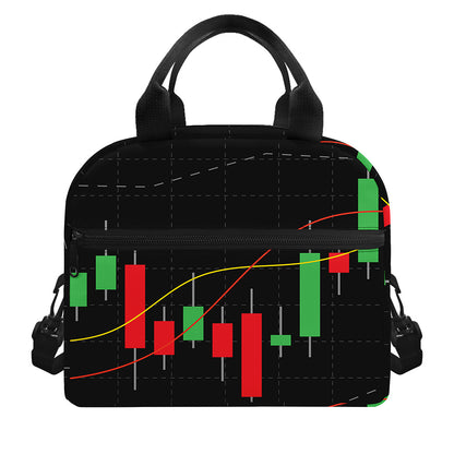 Stock Market Candlestick Print Insulated Lunch Bag