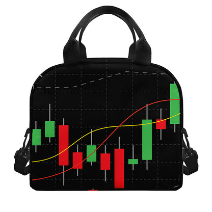 Stock Market Candlestick Print Insulated Lunch Bag