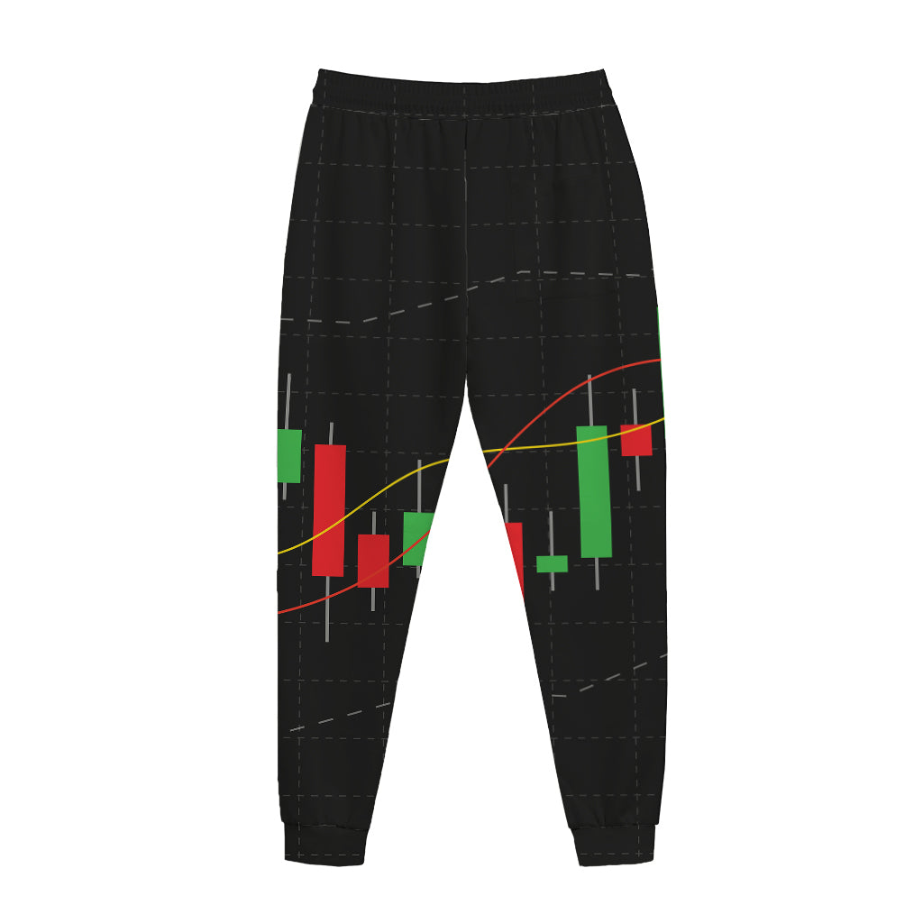 Stock Market Candlestick Print Jogger Pants