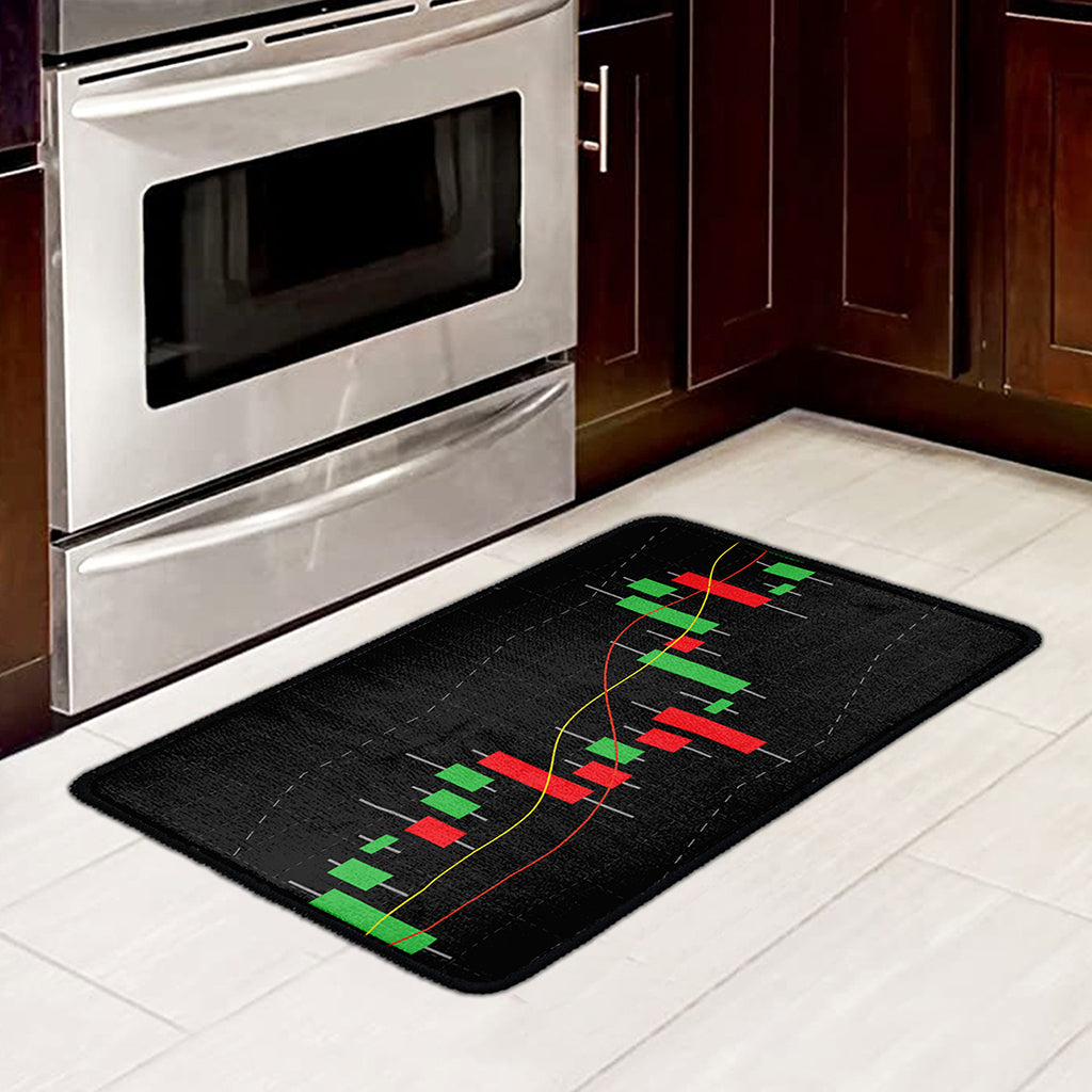 Stock Market Candlestick Print Kitchen Mat