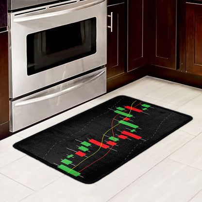 Stock Market Candlestick Print Kitchen Mat