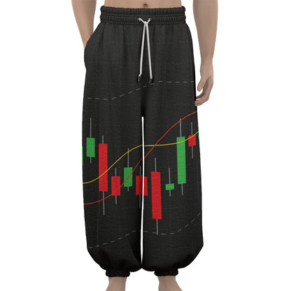 Stock Market Candlestick Print Lantern Pants