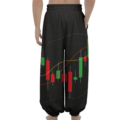 Stock Market Candlestick Print Lantern Pants