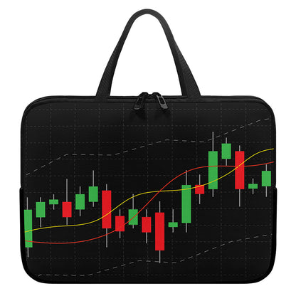 Stock Market Candlestick Print Laptop Sleeve With Handle