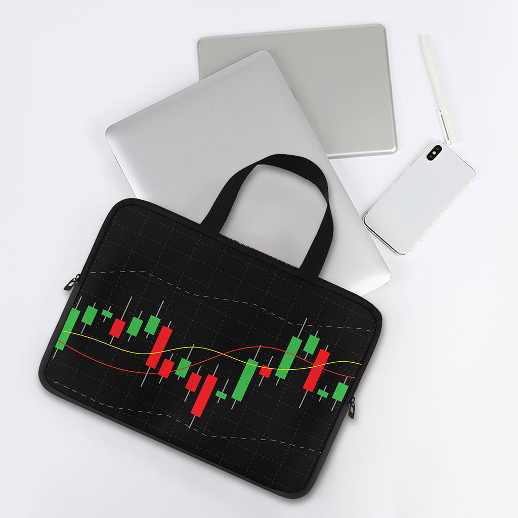 Stock Market Candlestick Print Laptop Sleeve With Handle