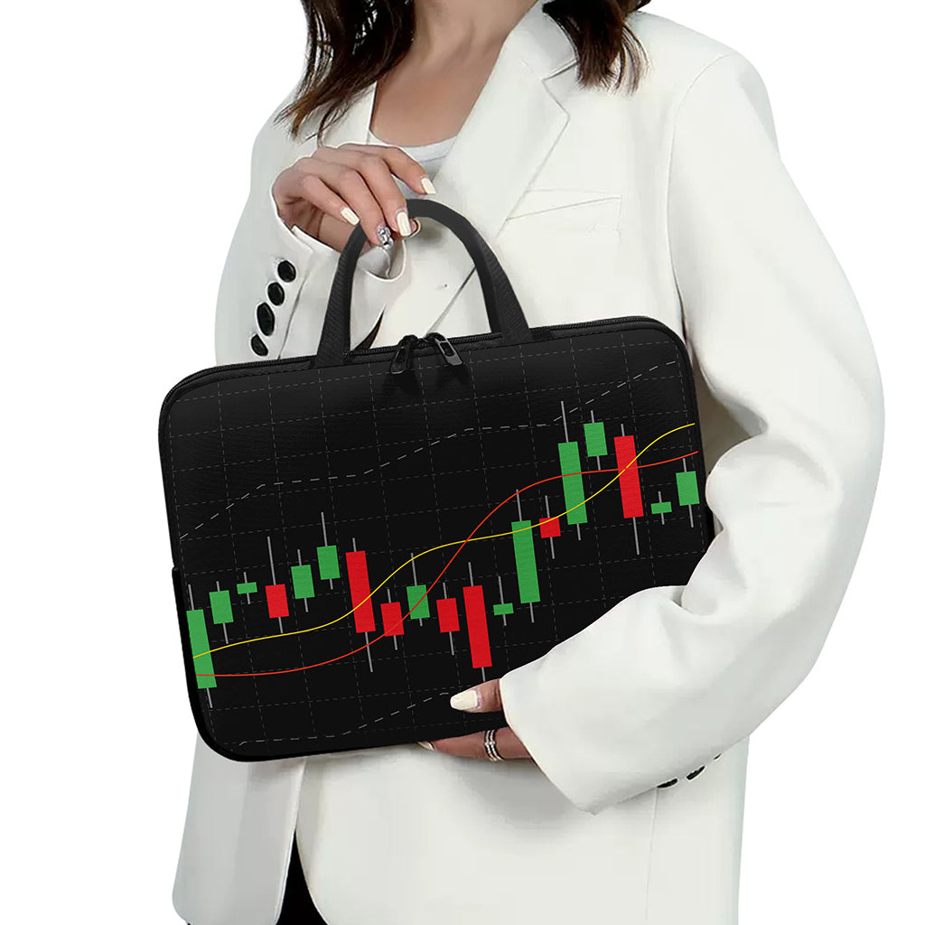 Stock Market Candlestick Print Laptop Sleeve With Handle