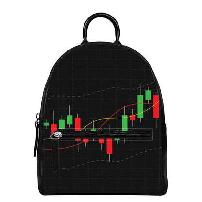 Stock Market Candlestick Print Leather Backpack