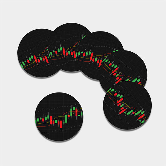 Stock Market Candlestick Print Leather Coaster Set