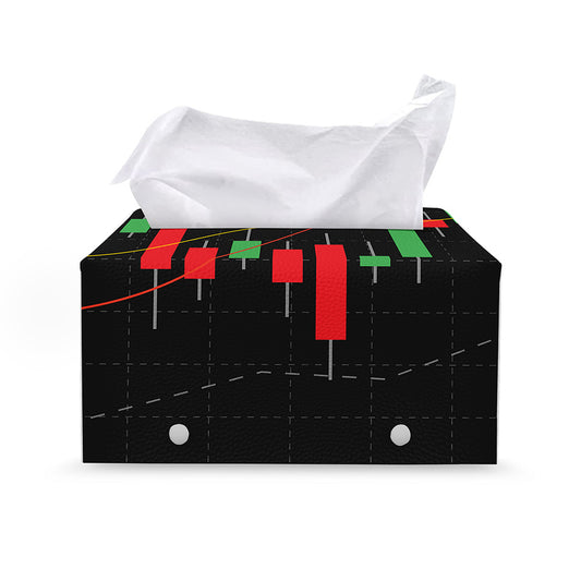 Stock Market Candlestick Print Leather Tissue Box Cover
