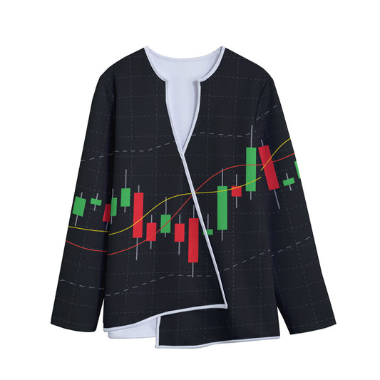 Stock Market Candlestick Print Long Sleeve Short Coat