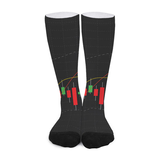 Stock Market Candlestick Print Long Socks