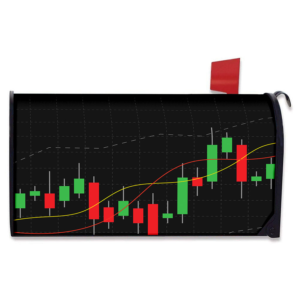 Stock Market Candlestick Print Mailbox Cover