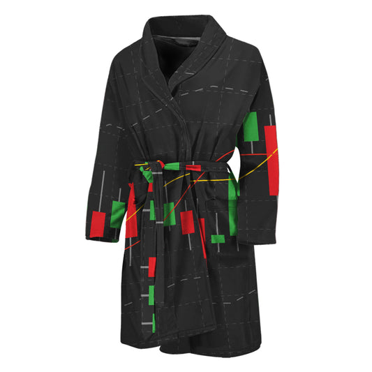 Stock Market Candlestick Print Men's Bathrobe