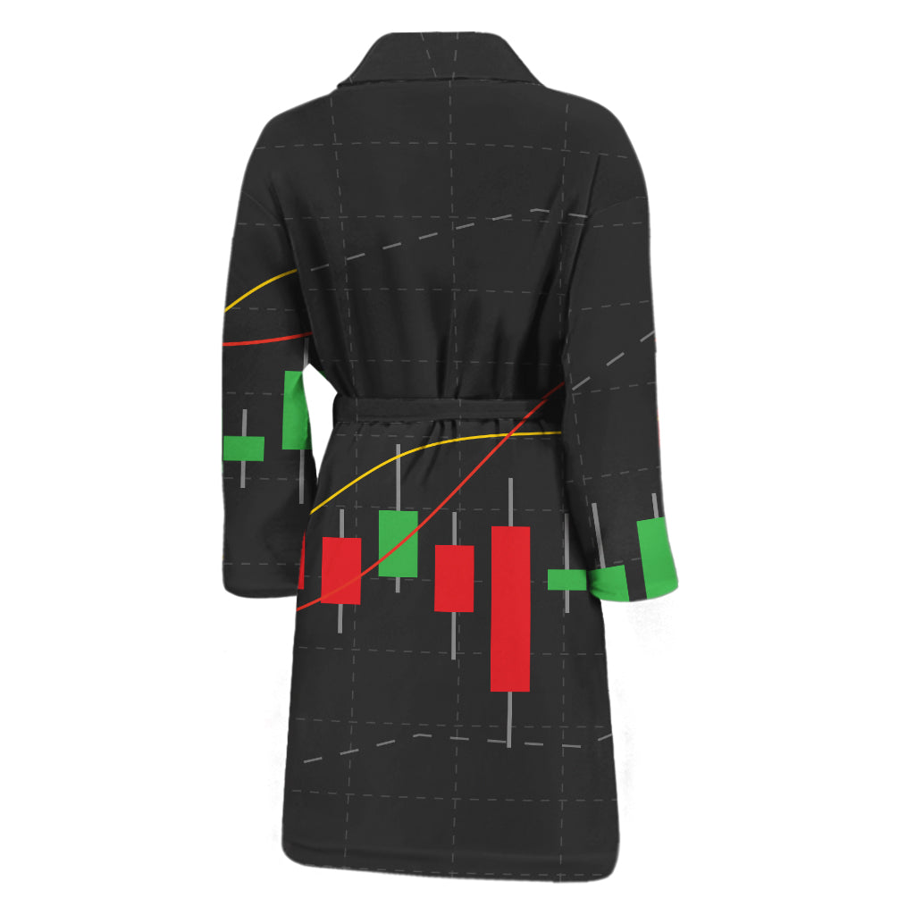 Stock Market Candlestick Print Men's Bathrobe