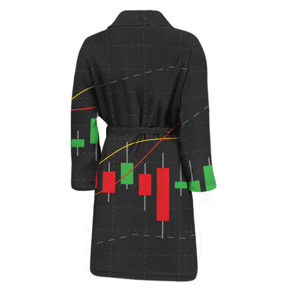 Stock Market Candlestick Print Men's Bathrobe