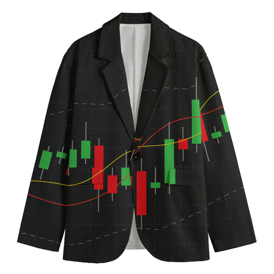 Stock Market Candlestick Print Men's Cotton Blazer