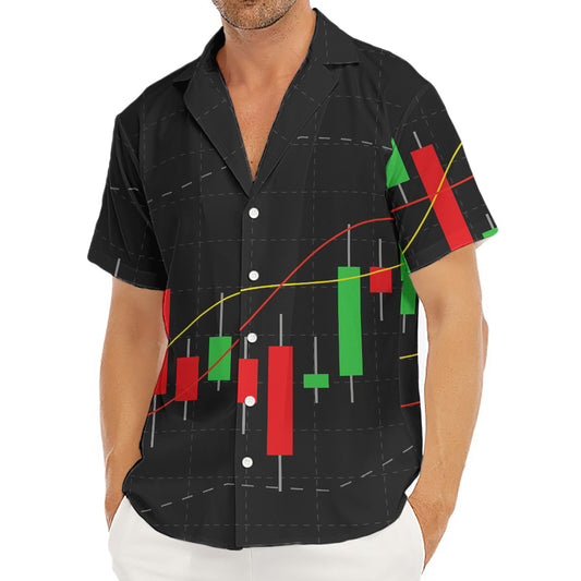 Stock Market Candlestick Print Men's Deep V-Neck Shirt