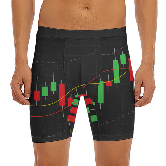 Stock Market Candlestick Print Men's Long Boxer Briefs