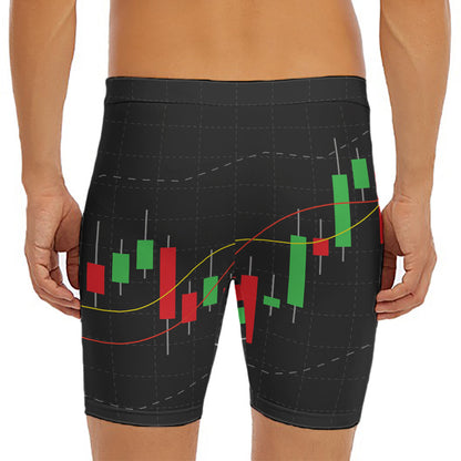 Stock Market Candlestick Print Men's Long Boxer Briefs