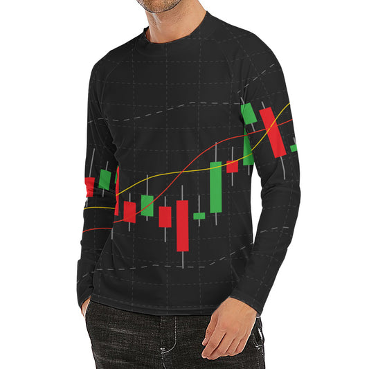 Stock Market Candlestick Print Men's Long Sleeve Rash Guard