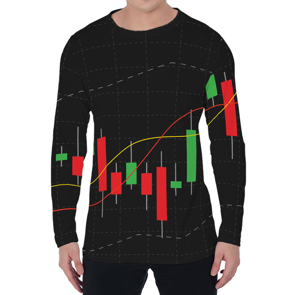 Stock Market Candlestick Print Men's Long Sleeve T-Shirt