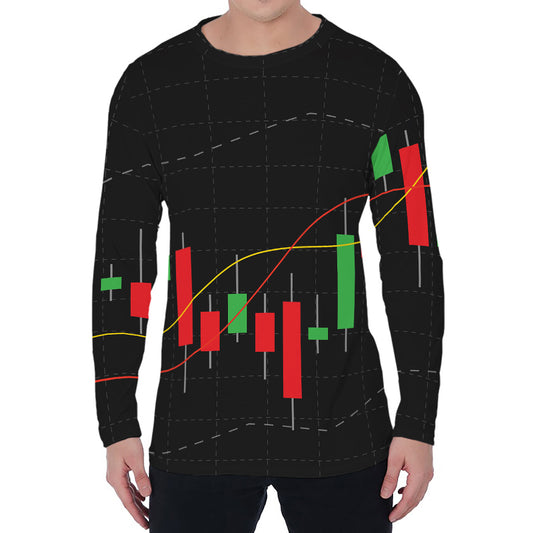 Stock Market Candlestick Print Men's Long Sleeve T-Shirt