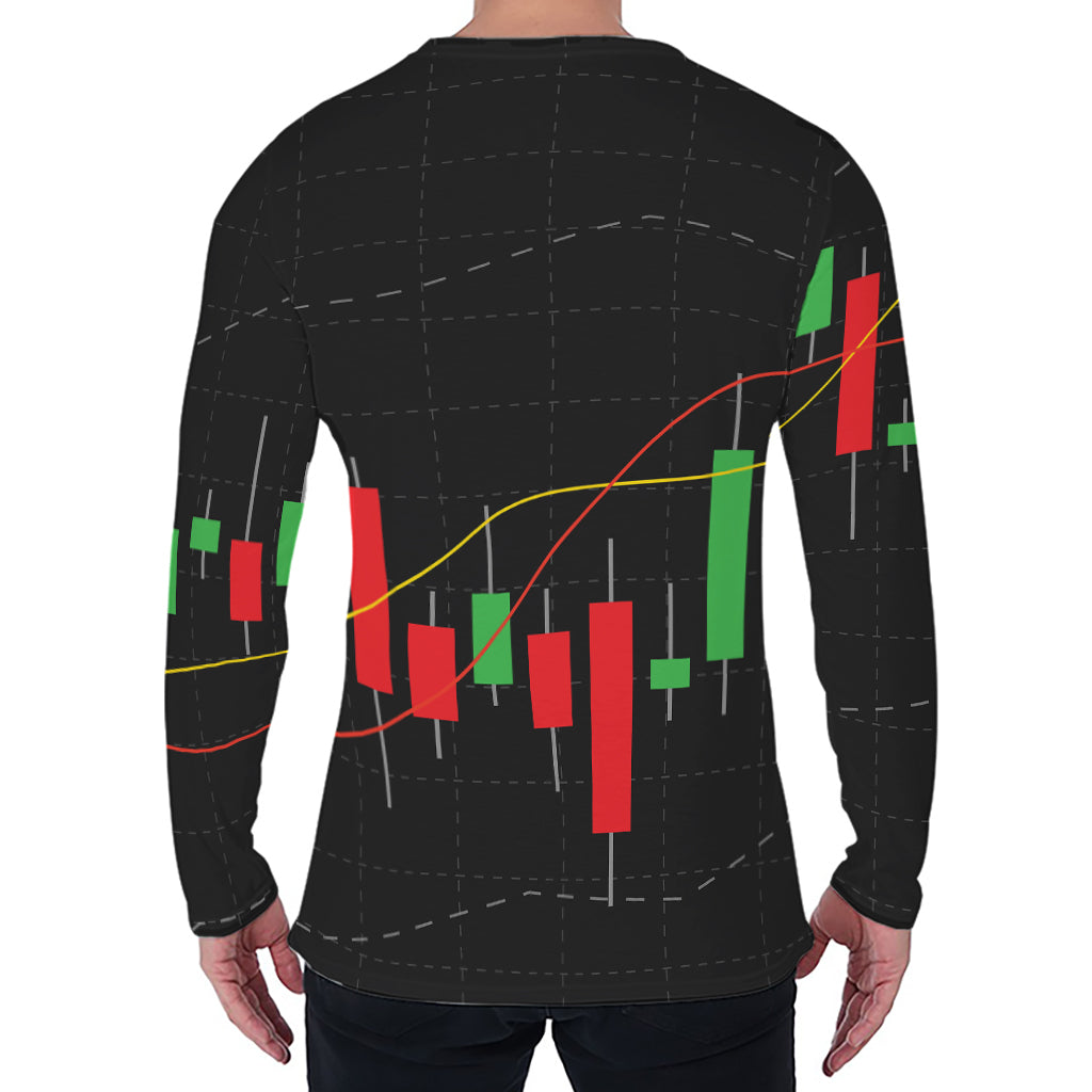 Stock Market Candlestick Print Men's Long Sleeve T-Shirt