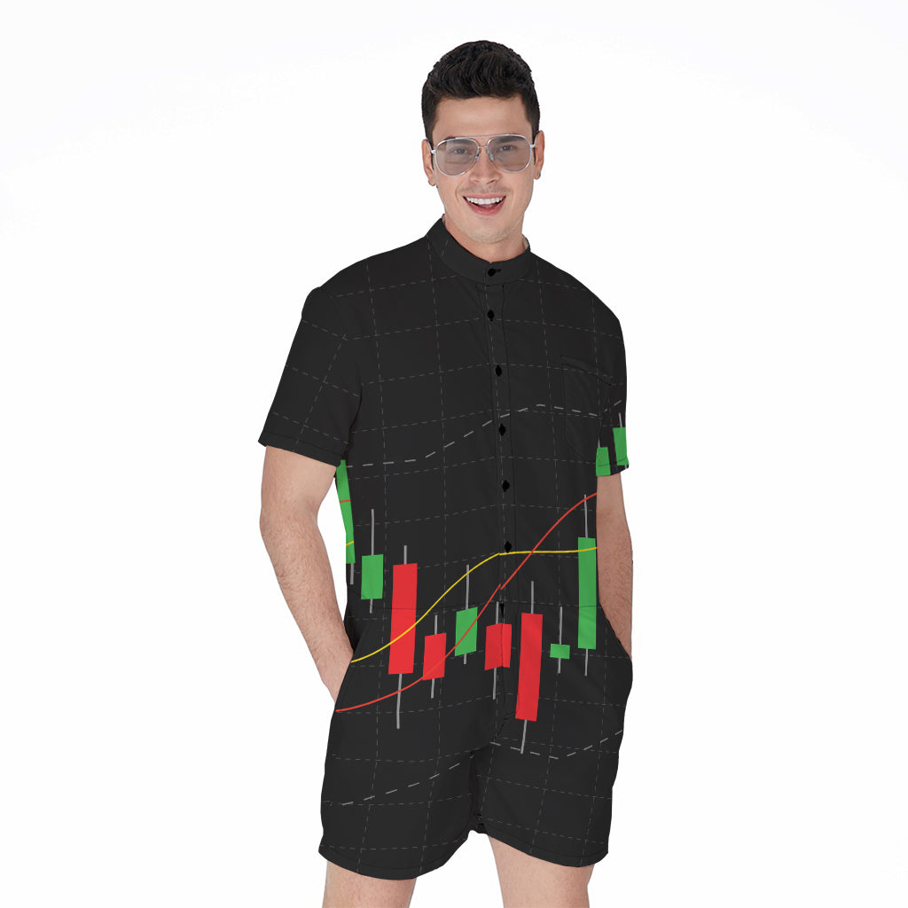 Stock Market Candlestick Print Men's Rompers