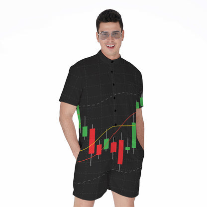 Stock Market Candlestick Print Men's Rompers