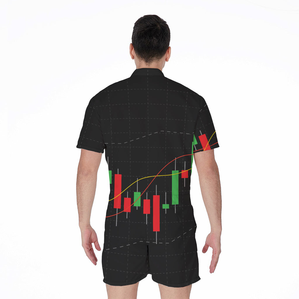 Stock Market Candlestick Print Men's Rompers