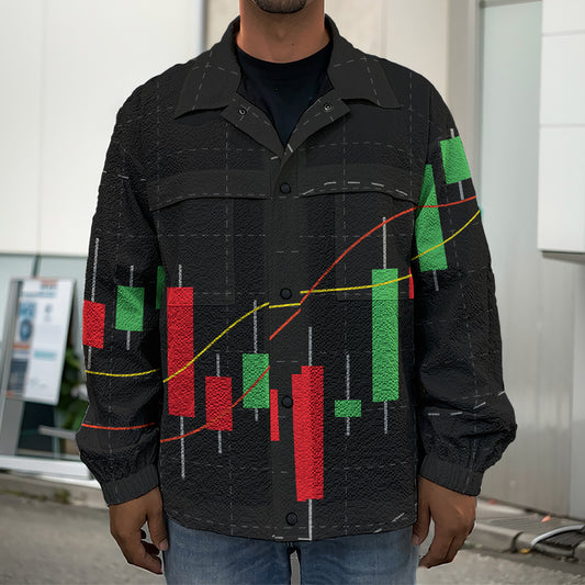 Stock Market Candlestick Print Men's Shirt Jacket