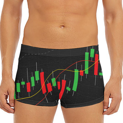 Stock Market Candlestick Print Men's Short Boxer Briefs