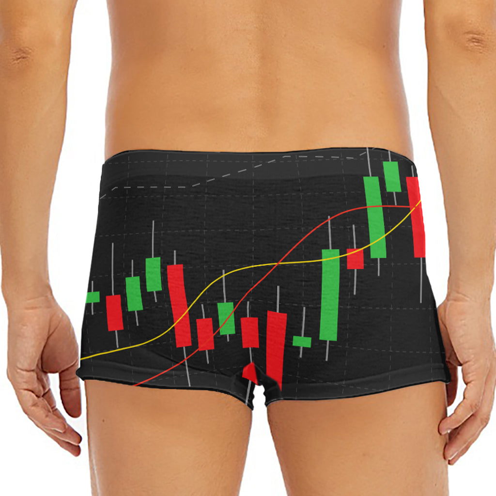 Stock Market Candlestick Print Men's Short Boxer Briefs