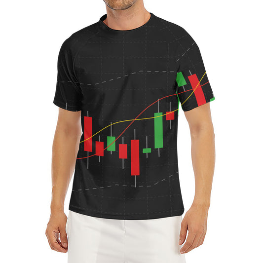 Stock Market Candlestick Print Men's Short Sleeve Rash Guard