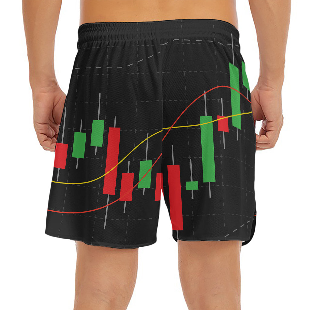 Stock Market Candlestick Print Men's Split Running Shorts