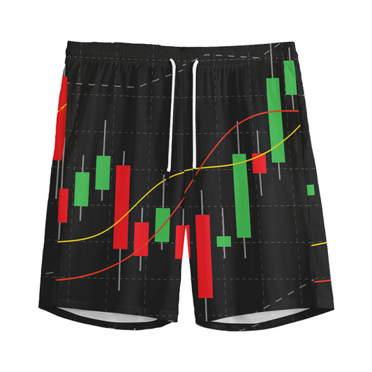 Stock Market Candlestick Print Men's Sports Shorts