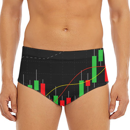 Stock Market Candlestick Print Men's Triangle Swim Briefs