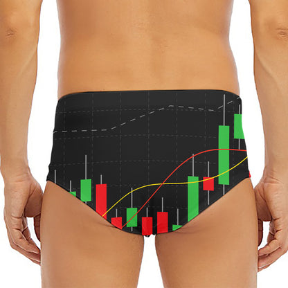 Stock Market Candlestick Print Men's Triangle Swim Briefs