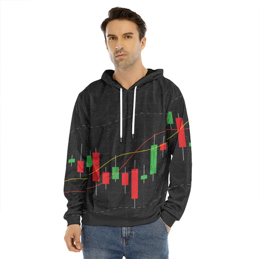 Stock Market Candlestick Print Men's Velvet Pullover Hoodie