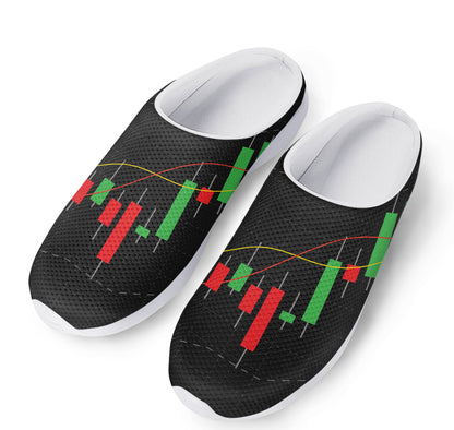 Stock Market Candlestick Print Mesh Casual Shoes