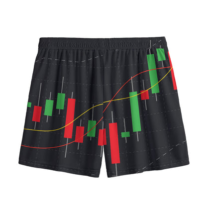 Stock Market Candlestick Print Mesh Shorts