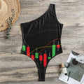 Stock Market Candlestick Print One Shoulder Bodysuit