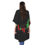 Stock Market Candlestick Print Open Front Beach Cover Up