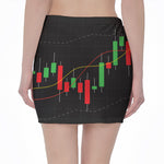 Stock Market Candlestick Print Pencil Mini Skirt
