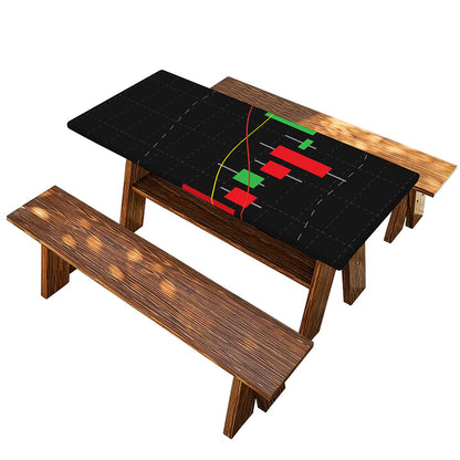 Stock Market Candlestick Print Picnic Table Cover