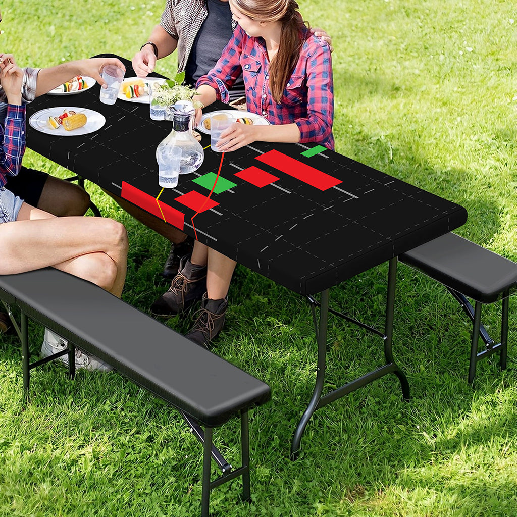 Stock Market Candlestick Print Picnic Table Cover